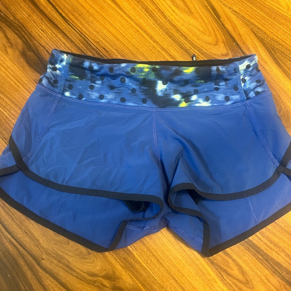 Blue lululemon speed shorts, size 2